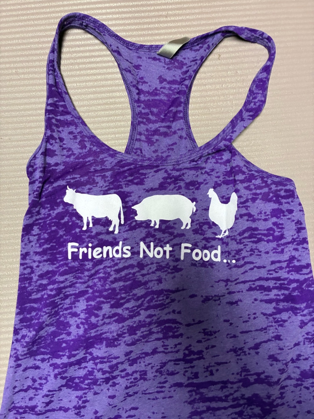 Purple 'Friends Not Food' Animal Graphic Tank vegan